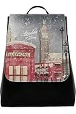 Dogo Femme Cuir Vegan Noir Fait Main et Mode Sac à dos - London is Calling Motif