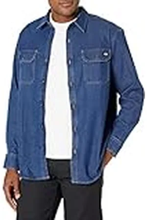 Dickies Camisa de Manga Larga Flex Denim para Hombre Abotonada, , S
