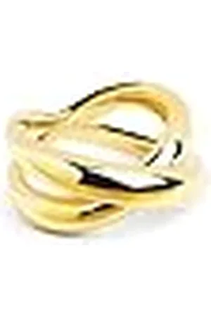 SINGULARU Anillo Single Cross. Latón con Acabado Baño de de 18 Kt. Diseño Grande. Joyas para Mujer. Talla 12