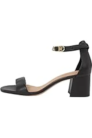 Tommy Hilfiger Sandalias Mujer Leather Ankle Strap Heel con tacón, (Black), 40