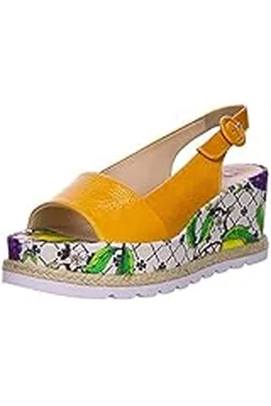 Högl Högl Seaside, Sandalias con Plataforma Mujer, Multicolor (Weiss/Yellow 0281), 41 EU