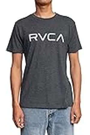 RVCA Premium Red Stitch Short Sleeve Graphic tee Shirt Camiseta, Big Negro/Gris, L para Hombre