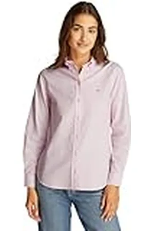 Tommy Hilfiger Camisa Mujer Oxford Regular Fit, Multicolor (Pink/White Stripe), M