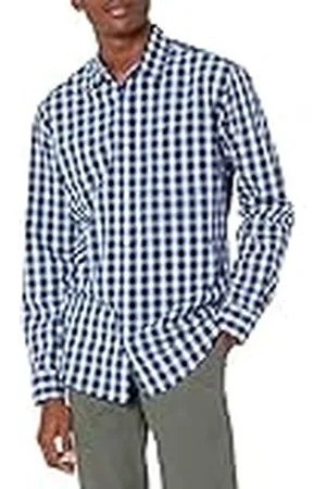 Amazon Camisa Informal de Popelina con Manga Larga y Corte Recto Hombre, , S