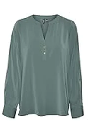 VERO MODA Vmani LS Top Wvn Ga Noos Camiseta de Manga Larga, Bosque Oscuro, S para Mujer
