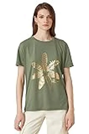 Koton Shiny Printed Short Sleeve Crew Neck T-Shirt Camiseta, , S para Mujer