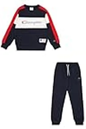 Champion Legacy Retro Sport B (306862) - Chándal de forro polar Powerblend compacto y ultraligero, multicolor gris melange/azul marino (NOXM/NNY/WHT), 3-4 años (XXS) Niño FW24