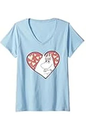 Moomin Mujer troll y Snorkmaiden Love Heart Camiseta Cuello V