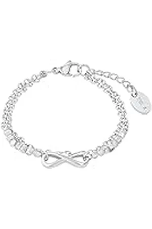 QS by s.Oliver Pulsera de acero inoxidable niña brazo joyería con cristal, 14+2 cm, , Infinito, Viene en caja de regalo de joyería