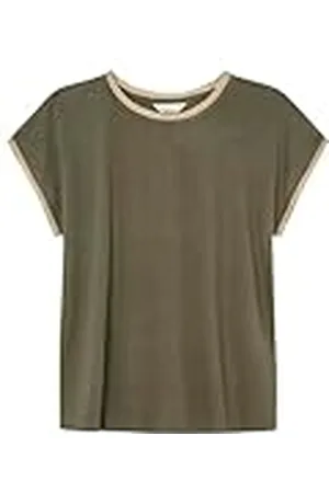 Springfield Camiseta Corta con Lurex Dorado en Cuello y Mangas Contraste, , M para Mujer