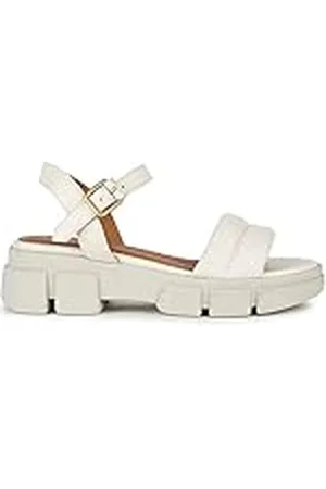 Geox D Lisbona, Sandal Mujer, Blanco Hueso, 38 EU