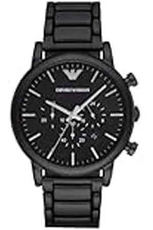 Emporio Armani Reloj Hombre, Movimiento cronógrafo de cuarzo, 46mm Caja de acero negro con correa de acero, AR1895