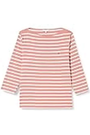 Tommy Hilfiger Camiseta de Manga Larga de Algodón para Mujer, Multicolor (Breton Stp/ Teaberry/ Ecru), 48