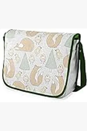 Bonamaison Bolso escolar de mensajero impreso digitalmente con correa caqui para estudiantes, bolsa cruzada, bolsa de mensajero, bolsa de hombro para la escuela, vuelta a la escuela, tamaño: 29 x 36