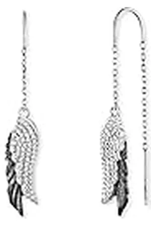 Engelsrufer Pendientes para mujer de de ley con colgante de alas en /negro, con 102 circonitas cúbicas, cierre de gancho, sin níquel, 11,5 mm, 40 mm, de ley, Circonia cúbica