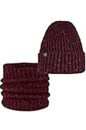 Buff ® Dúo Pack Knitted & Fleece Band Gorro Kim Dahlia Granate y Knitted & Fleece Braga de cuello Kim Dahlia Granate Talla única Adulto