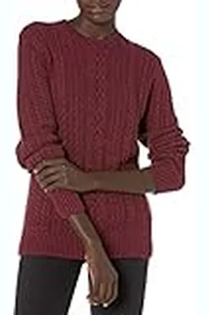 Amazon Jersey de Cuello Redondo y Manga Larga en Punto Trenzado con Ochos (Disponible en Tallas Grandes) Mujer, , XL