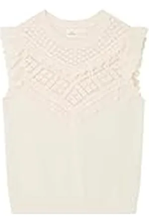 Springfield SPRINGFILED Top Punto Pointelle Volantes Mujer, white, M
