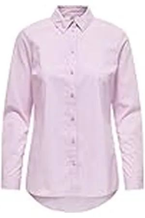 JDY Mio L/S Shirt Wvn Noos Camisa, Rosa Choque/Rayas: pequeñas Rayas Blancas, 38 Mujeres