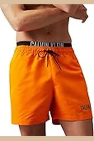 Calvin Klein Bañador Hombre Medium Double Pernera media, Naranja , S
