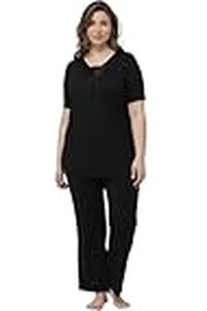 Ulla Popken Pijama, Detalles satinados 830504 Juego, , 54-56 Mujeres