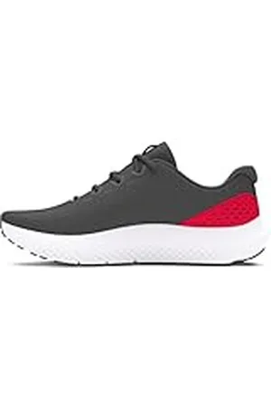 Under Armour UA Charged Surge 4 Zapatillas de deporte de hombre, zapatillas para correr transpirables, color gris brezo/rojo/rojo