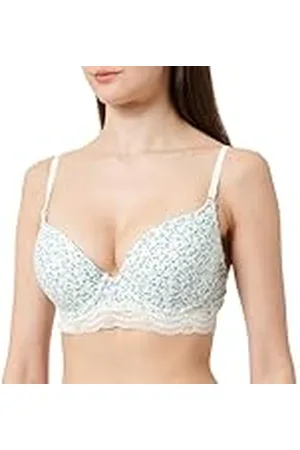 Women secret Gorgeous Sujetador Push up algodón Flores, Estampado en Azul, 90C para Mujer