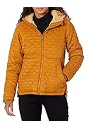 Amazon Chaqueta Acolchada Ligera con Cremallera Completa, Resistente al Agua, con Capucha y Forro de Sherpa Mujer, , S