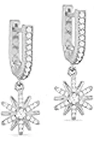 Amazon Pendientes tipo huggy con estrella y circonitas en esterlina