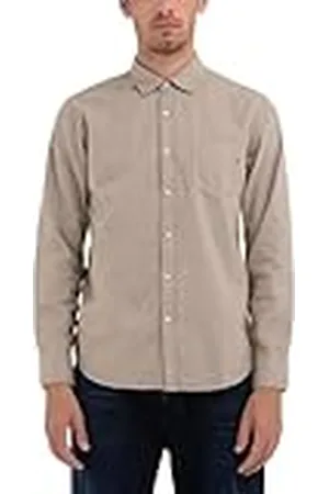 Replay Camisa de manga larga para hombre de algodón, gris (Stone 829), M