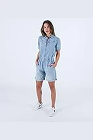 Hurley W Oceancare Denim Short Overall W Oceancare - Mono corto de mezclilla Mujer, Light Denim22, Talla 27