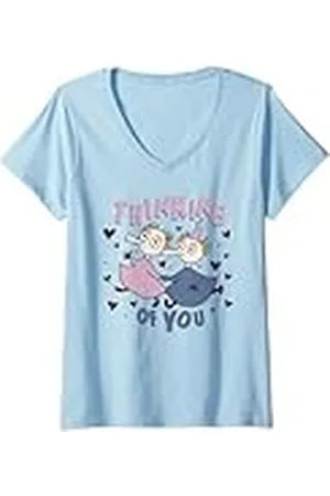 Moomin Mujer Thingumy Y Bob Pensando En Ti Amor Corazones Camiseta Cuello V