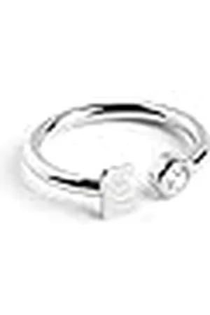 SINGULARU Anillo Personalizado Letter Spark . Ajustable. de Ley 925 con Acabado Baño de Rodio. Talla Unica. Joyas para Mujer. Letra E