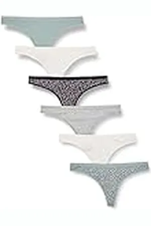 Amazon Ropa Interior Estilo Tanga de Tira en Algodón Mujer, Pack de 6, , 44