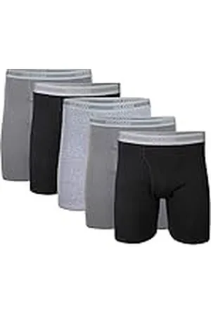 Gildan Regular Leg Boxer Briefs, Multipack Ropa Interior de Hombres, Negro/carbón/Gris Deportivo (Paquete de 5), XL (Pack de 5)