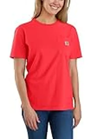 Carhartt Camiseta de Corte Holgado y Manga Corta Pesada K87 Pocket para Mujer, roja, M