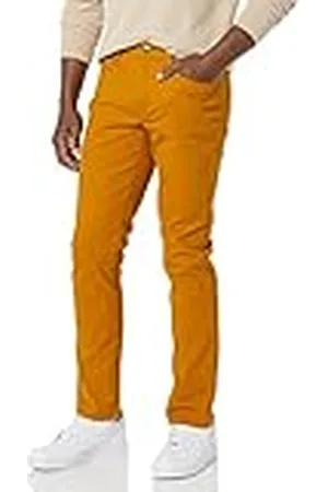 Amazon Pantalón de Sarga Elástico con 5 Bolsillos y Ajuste Entallado Hombre, , 36W / 32L