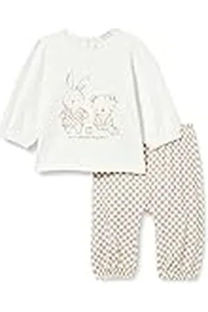 Benetton Comp(camiseta + Pantalón) 3xduak00b, Pantalones Bebé-Niños, Blanco (Bianco Panna 60J), 62