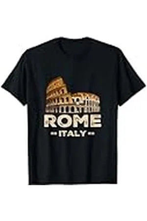 BAHAA Camiseta Vintage Roma Italia Souvenirs, Camiseta Roma Italia Unisex-Adultos Negro Talla S Manga Larga