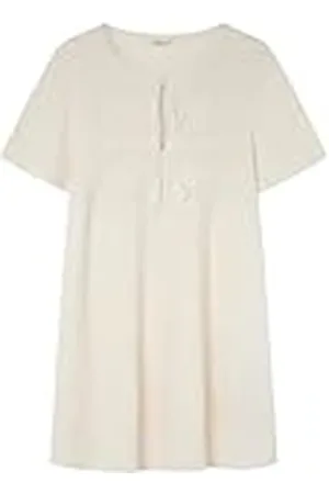 Springfield Minivestido con Mangas Tipo Capa, Pieza de Crochet de algodón en el Pecho y Cordones Trenzados en el Cuello Vestido Corto, , L para Mujer
