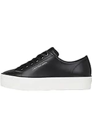 Calvin Klein Sneaker con suela vulcanizada Mujer Bold Low de piel, Negro (Black/Bright White), 38