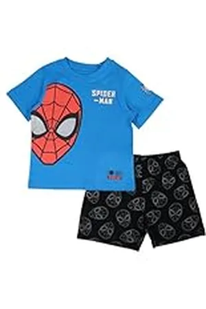 Disney SPIDERMAN, Conjunto de 2 piezas, Camiseta + Pantalones cortos, Niños, (2 a 8 años), Unisex, Niño, Niña, Suave, Lindo, Cálido, Camiseta, Pantalones cortos, MARVEL, Modelo SP S 52041636 S2-5A, BLEU