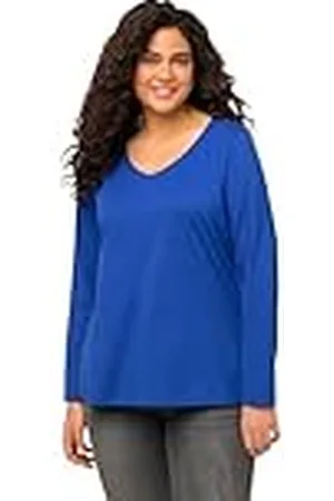 Ulla Popken Camiseta de Manga Larga en V, , 56-58 para Mujer