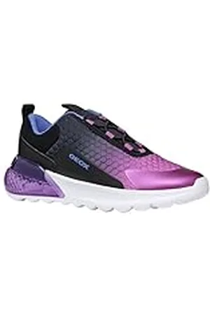 Geox J ACTIVART ILLUMINUS, Zapatillas, Black/Purple, 28 EU
