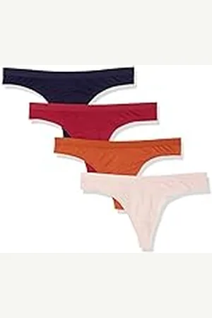 Amazon Tanga en algodón Acanalado Mujer, Pack de 4, , 44