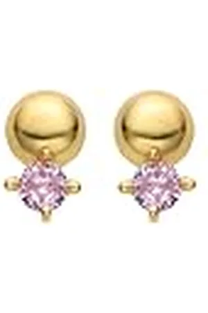 Luxenter Pendientes para Niña en Plata de Ley 925 con Circonita Rosa Color Acabado en Oro Amarillo de 18k Tamaño 8 x 5 mm Modelo Sako