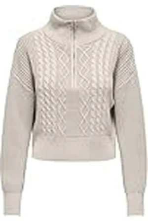 ONLY Onldoritta LS Cable Zip High Neck Knt Jersey de Punto, Piedra Pumice, XS para Mujer