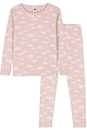 Petit Bateau Pijama para Niñas, Rosa Saline / Blanco Marshmallow, 2 años