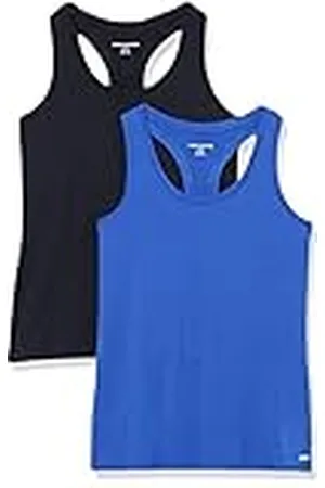 Amazon Top Deportivo Elástico de Secado Rápido y Tirantes (Hay Tallas Grandes) Mujer, Pack de 2, , M