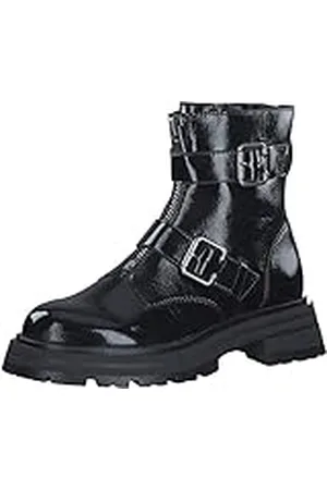 Tamaris Mujer Botines, señora Botas Estilo Biker,Botas,Medias Botas de Motorista,Planas,Black Patent,36 EU